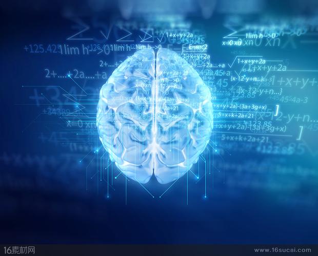 蓝色科技大脑和数据公式高清图片